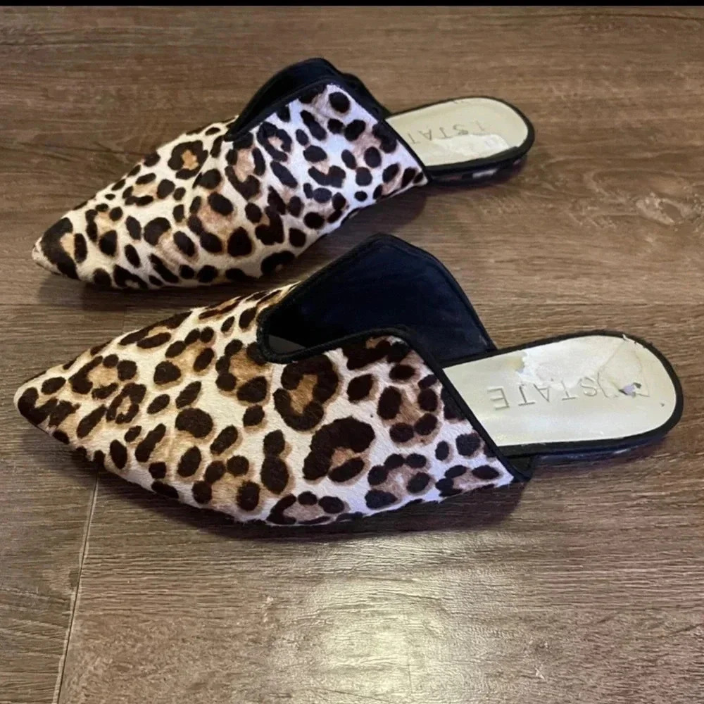 1. State fur animal print slides mules trend coastal western - Picture 3 of 10